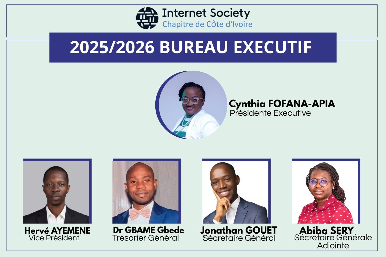 Bureau Exécutif 2025/2026 - Internet Society Côte d'Ivoire
